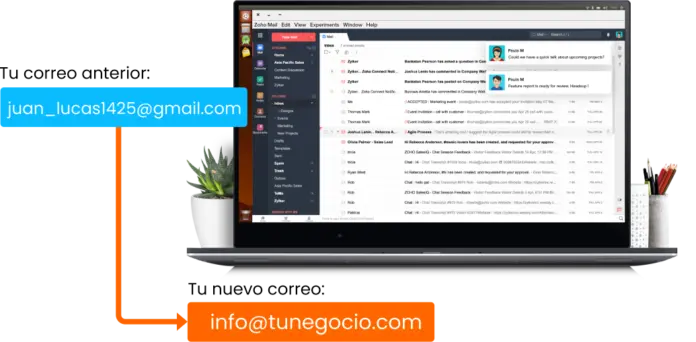 Pantalla con correo Pantalla de lapto con bandeja de correos